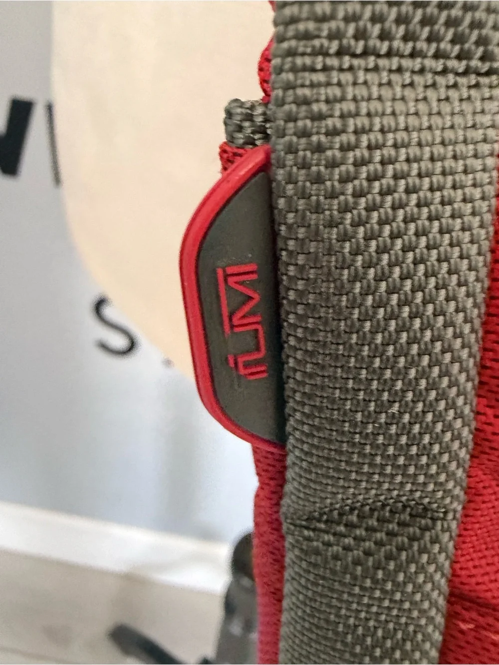 Red Tumi Ballistic Nylon Crossbody Messenger Bag